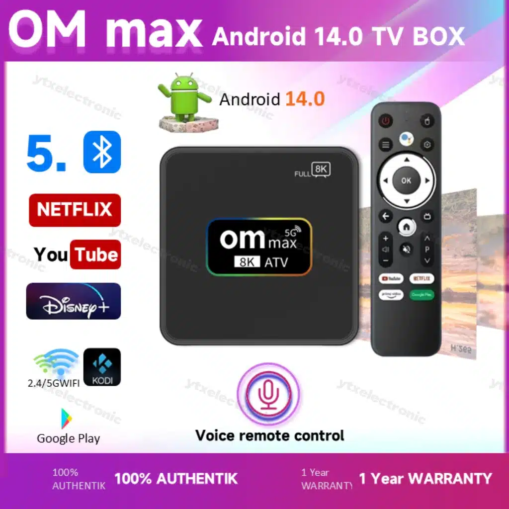 OM MAX Smart Voice TV Box Android
